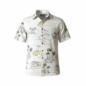 Vintage Silk Traders White Green Hawaiian Shirt - Medium